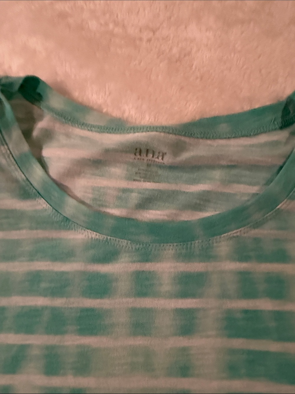 a.n.a Girls Short Sleeve Striped Tee in Aqua and White